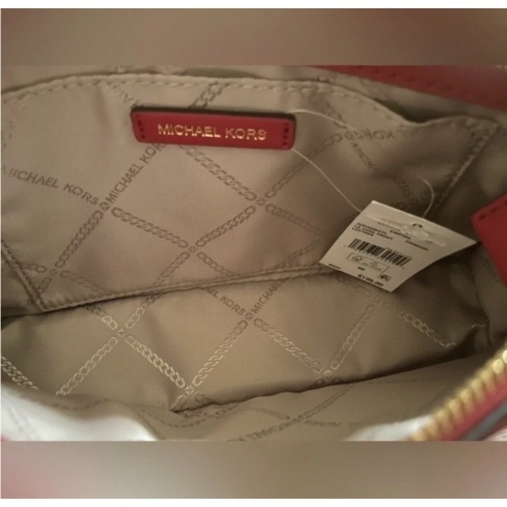Michael Kors Empire Crimson Red Leather Convertible Crossbody Bag 32H3G8EC7L